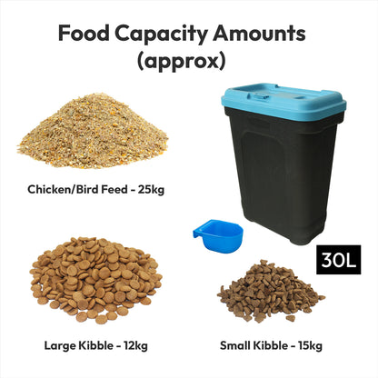 LARGE 15KG 30L AIRTIGHT PET FOOD CONTAINER STORAGE BIN BOX CAT DOG BISCUIT FEED