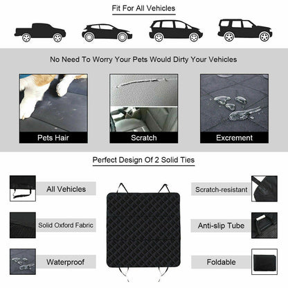 Premium Waterproof Hammock-Style Back Seat Cover for Pets - Dog and Cat Auto Protector