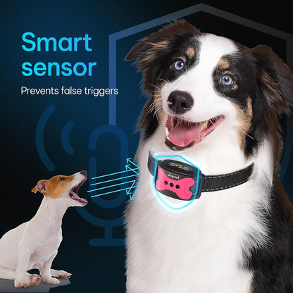 Rechargeable Waterproof Smart Anti-Bark Collar for Dogs - No Shock Design with 5 Sensitivity Levels for Small, Medium, and Large Breeds